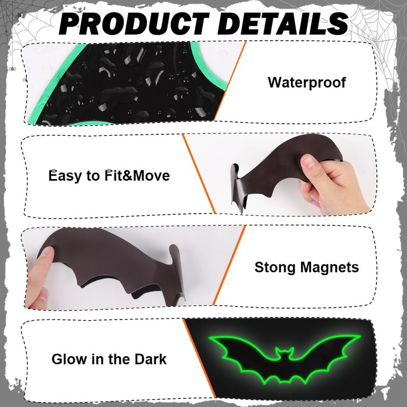 YUJUN 30 PCS Halloween Garage Door Decorations Black Bats Glow in The Dark Magnets Garage Door Luminous Magnetic for Halloween Refrigerator Garage Indoor Outdoor Car Decorations - Image 3